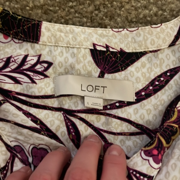 Loft Floral Tie Waist Ruffle Hem Dress Large - Picture 2 of 6